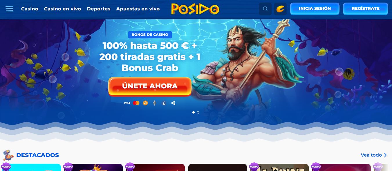 Regístrate en Posido Casino y reclama bono bienvenida